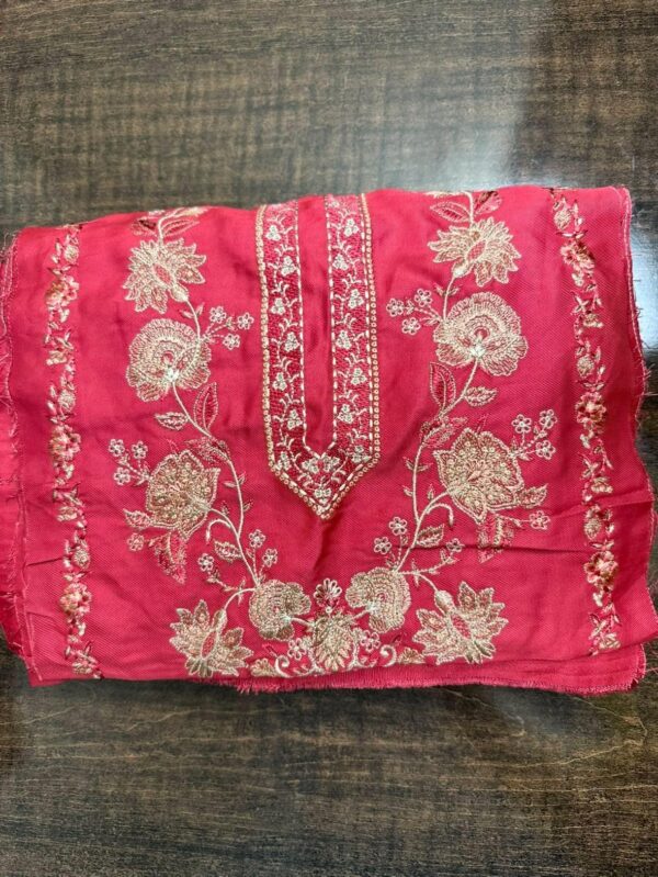 Original Ethnic Heavy Embroidered Marina Fabric Suit with Embroidered Shawl