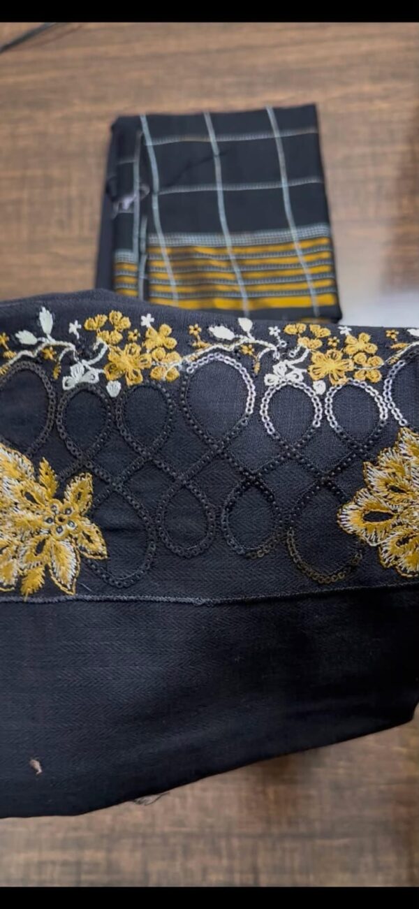 Ethnic Black Woolen Embroidered Suit