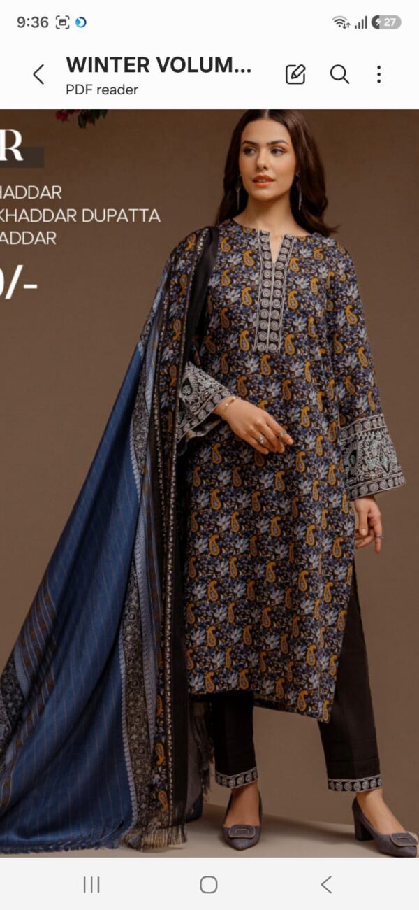 Nishat Khaddar Printed 3 Piece Suit